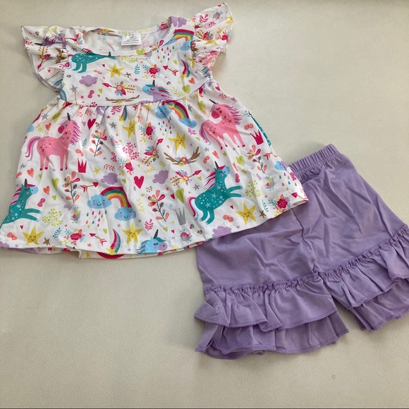 Unicorn 🦄 Cute Ruffle shorts set - Picture 5 of 6